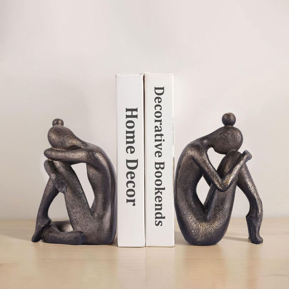 Qianling Unique Decorative Woman Thinker Bookends, Resin 6.5''